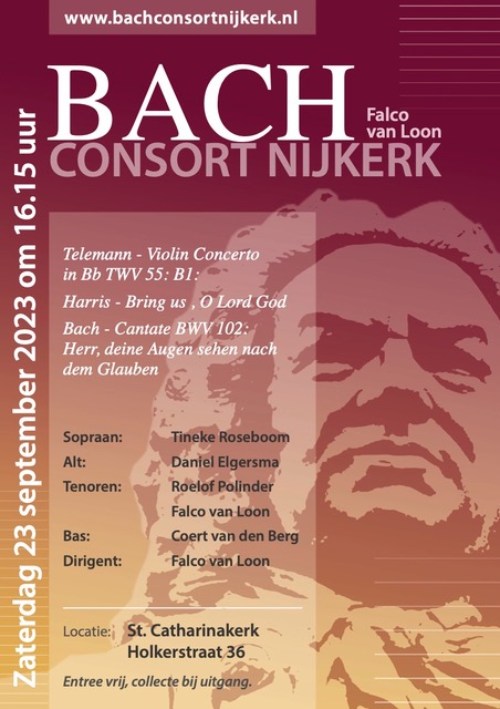 Uitvoering Cantate BWV 102 van Johan Sebastian Bach, zaterdag 23 september